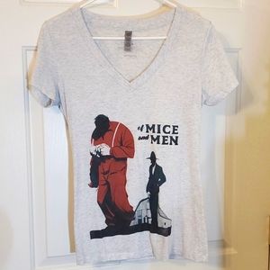 Litographs Of Mice and Men women's cut, v-neck tee